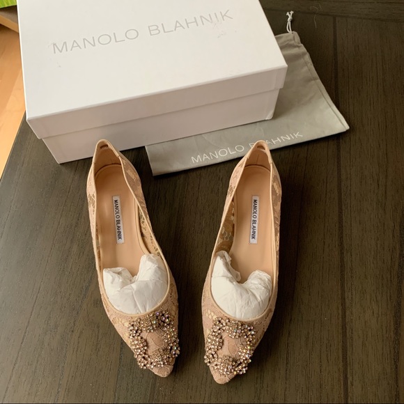 MANOLO BLAHNIK HANGISI LACE BALLERINA FLATS - Picture 4 of 9